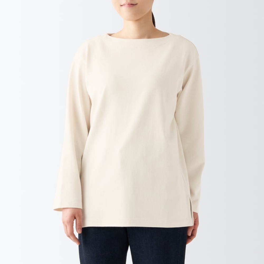 Muji boat neck long sleeve t-shirt in natural